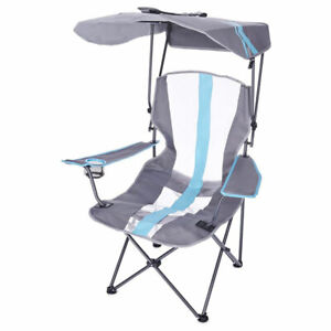 Kelsyus Original Canopy Chair Gray -  Light Blue Trim
