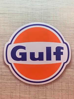 Gulf Vintage Style Vinyl MAGNET - Gasoline Petroleum Racing 3.5 inch premium