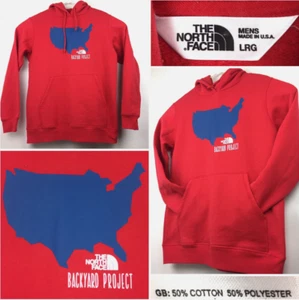 The North Face Mens Large/42in Chest Red Backyard Project Hooded Sweatshirt, USA - Picture 1 of 11