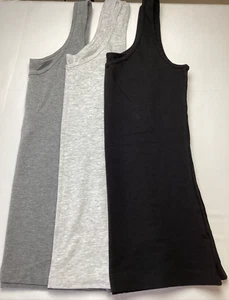 Felina 3-Pack Layering Cotton Stretch Tank Tops, Small - Black, White & Grey NWT - Picture 1 of 7