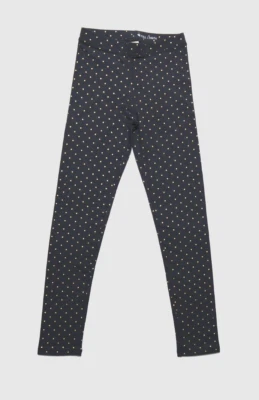 J.CREW CREWCUTS NIÑAS NEGRO DORADO LUNARES CINTURA ELÁSTICA LEGGINGS ELÁSTICOS Talla 7 Foto 1 de 2