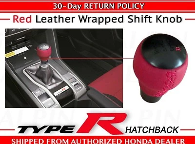 🔥OEM 2017-2021 Honda Civic Type R 6 Speed RED LEATHER Wrapped Shift Knob 🔥 - Image 1 of 4