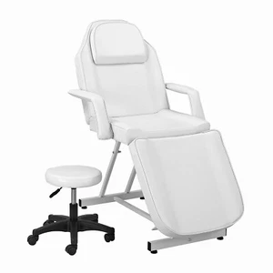 Massageliege Kosmetikliege Therapieliege mit Stuhl Tattooliege Massagebett Weiß - Bild 1 von 9