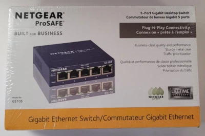 New NETGEAR ProSAFE 5 Port Gigabit Desktop Switch GS105 - Image 1 of 4