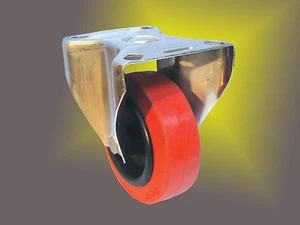 Hitzebeständige rote Gummi Edelstahl Bockrolle ø 100mm für Stikkenwagen +250 C - Bild 1 von 1