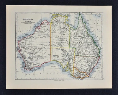 1895 Johnston Map - Australia New South Wales Victoria Sydney Melbourne Brisbane - Image 1 of 2