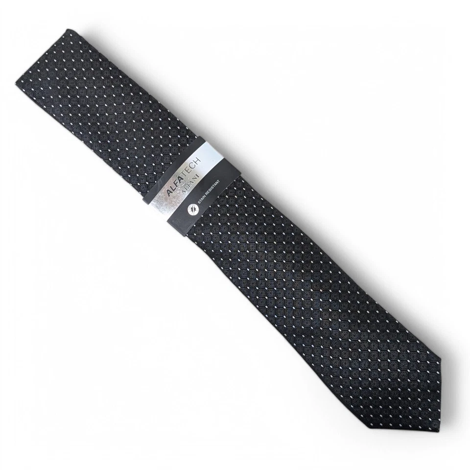 Alfani Men's Morgan Geometric Pattern Tie Necktie Slim 2 3/4" Black Gray