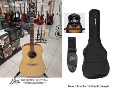 EKO KETRO 6 EQ NATURAL CHITARRA ACUSTICA ELETTRIFICATA con Shadow P7 - NUOVA - Immagine 1 di 4