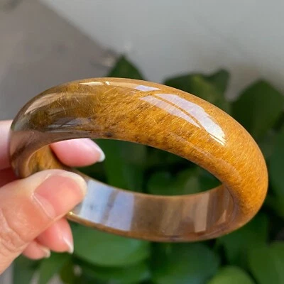 Brazalete de cristal de ágata rutilado dorado natural diámetro interior 58 mm AAAA Foto 1 de 4