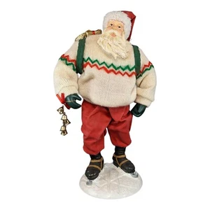 Christmas Fabric Santa Mache Holiday Lane Skating Claus 10.5" Figure Box Dreams - Picture 1 of 16