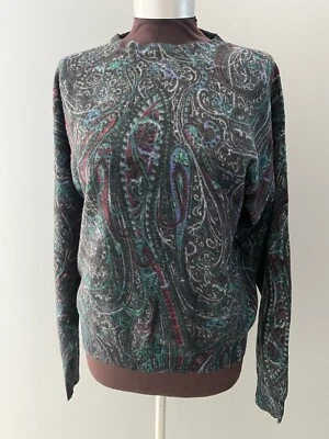 Suéter De Colección Ralph Lauren Talla L Negro Paisley Etiqueta Negra Lana de Cordero Ligero Foto 1 de 4