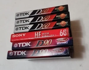 Lot (6) TDK IEC1 D60 D90 Sony HF Blank Audio Cassette Tapes High Output **New** - Picture 1 of 3
