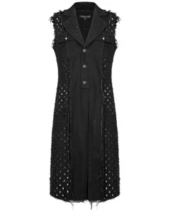 Punk Rave Mens Apocalyptic Punk Cutoff Sleeveless Biker Trench - Picture 1 of 13