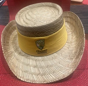 Cricket Australia ASICS Straw Hat Cap Wide Brim BNWT LARGE VINTAGE Licensed - Picture 1 of 12