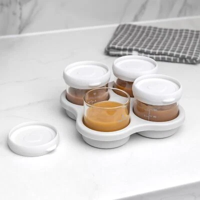 Premium Glass Food Containers with Silicone Lids for Weaning, Pack of Four - Image 1 of 4