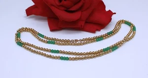Gorgeous Monet Green & Gold tone  Beaded 35" Necklace    CAT RESCUE - Picture 1 of 1