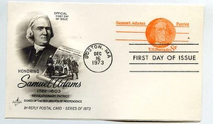 UY24 Samuel Adams Reply Card ArtCraft, FDC  - Picture 1 of 1