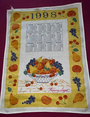 Torchon ancien calendrier 1998  publicitaire Françoise Saget - Photo 1/3