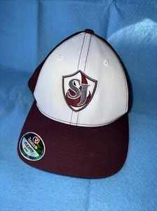Vintage Cap Hat SJ Richardson Flexfit  Small Medium Maroon Red Mesh Trucker - Picture 1 of 7