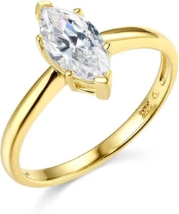 1 Karat Marquise Solitaire Verlobung Hochzeit Versprechen Ring echt 14K Gelbgold - Bild 1 von 3