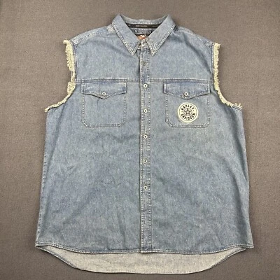 Chaleco de mezclilla Harley Davidson para hombre 3XL motocicleta bordado logotipo Spokane Foto 1 de 4