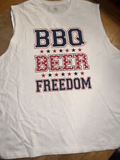 Men’s  Sleeveless Tshirt Big And Tall 3XL BBQ/BEER/FREEDOM Red White Blue