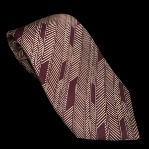 Giorgio Armani Tie - Silk - Maroon & Tan - Herringbone Wheat Arrow Pattern - 58” - Picture 1 of 9