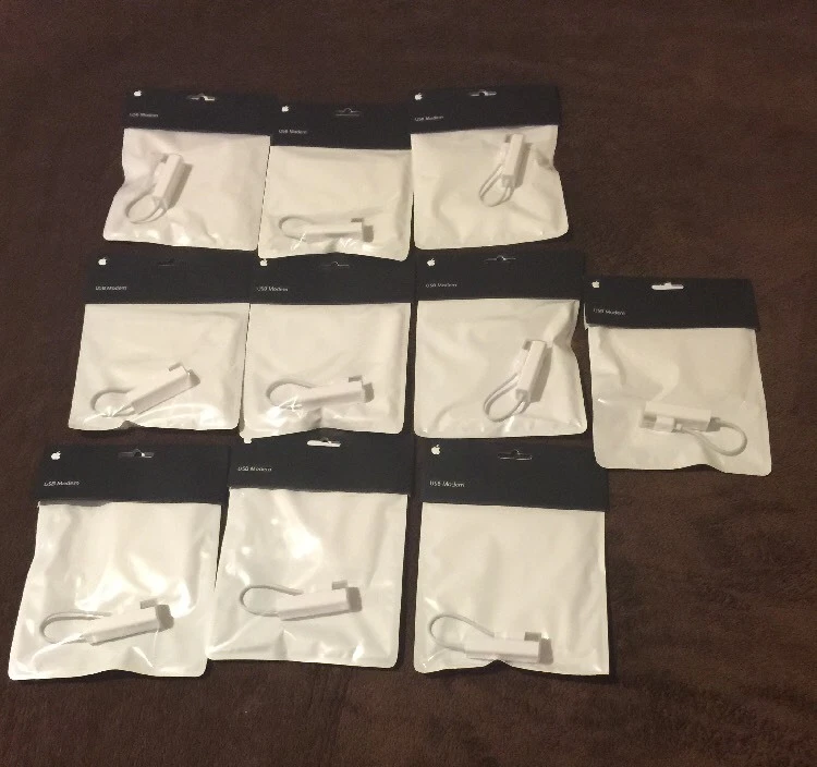 Lot of 10 Genuine  Apple USB Dial-up External 56 Kbps Modem Model MA034Z/A - Image 1 of 4