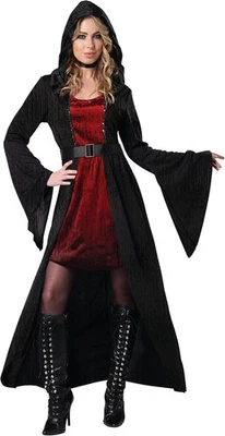 Vestido Vampiro Con Capucha Gótico Vampiro Niña Vestido Elegante Halloween Adulto Disfraz Foto 1 de 2