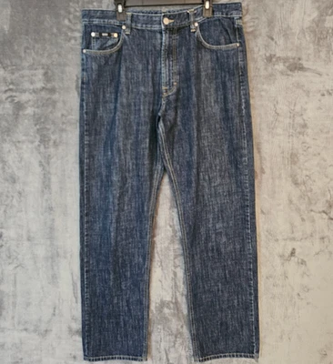 Hugo Boss Jeans Mens 38x34 High Rise Straight 5-Pocket Dark Wash Denim - Image 1 of 4