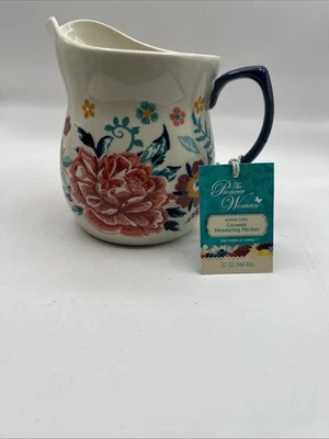 Pioneer Woman Keepsake Blue Floral Measuring Pitcher 1 Quart 4 cups NO BOX NEW - Image 1 of 4