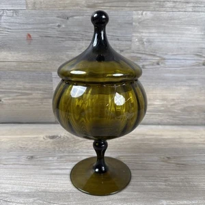 Tarro boticario Empoli con tapa aguacate verde arte italiano acanalado circo tienda - Imagen 1 de 7