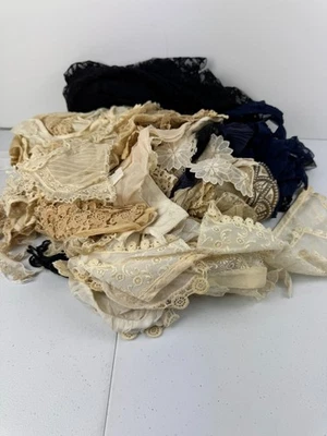 Антикварный кружевной воротник манжеты лот 1920-х 1930-х годов ар-деко отделка - Изображение 1 из 4