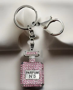 Rhinestone Crystal Perfume Bottle Keychain Purse Bag Charm Pendant Gift - Picture 1 of 2