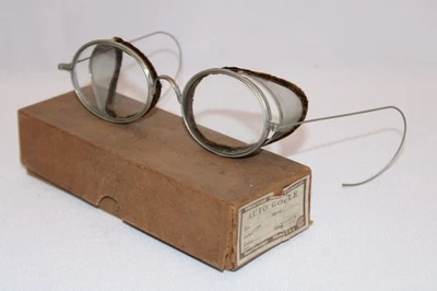 GAFAS AUTO ÓPTICAS AMERICANAS ANTIGUAS MOTO STEAMPUNK MODELO T con CAJA Foto 1 de 4