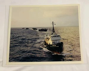 Arthur Foss Tugboat Towing Barges at Sea 8x10 Color Photo Maritime Tow Convoy - Picture 1 of 9