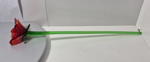 Art Glass Long Single Stem Red Clear Flower 49 cm - Home Decor - Bild 1 von 12