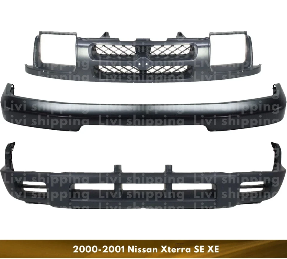 Front Bumper Face Bar & Grille Assembly Kit For 2000-2001 Nissan Xterra SE XE - Image 1 of 4