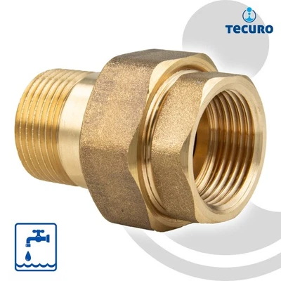 tecuro Verschraubung IG x AG 1/2 bis 1 1/4 Zoll - konisch dichtend - Messing - Bild 1 von 4