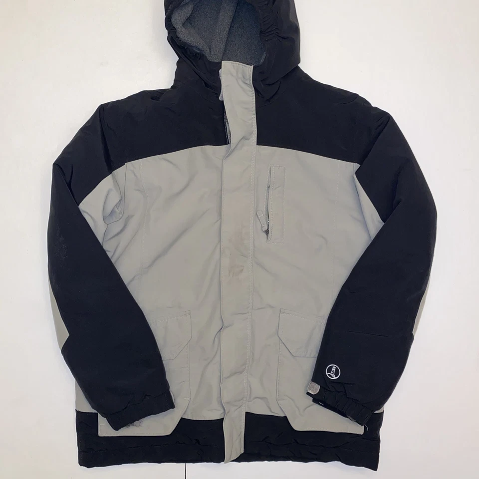 Abrigo Chaqueta Parka de Invierno Lands End Boys Squall Talla M 10-12 Negro Gris Capucha Cálido Foto 1 de 4
