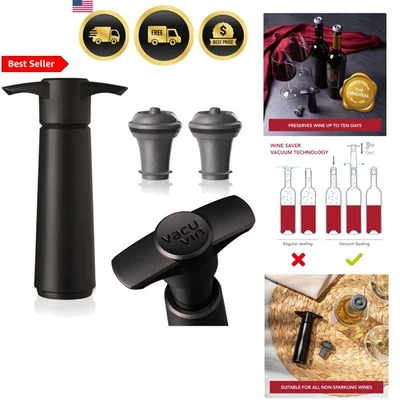Bomba de vacío Wine Saver con 2 tapones conservador de vino negro para tinto blanco Foto 1 de 4