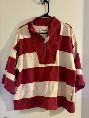 Free People We The Free 海滨漏斗套衫 樱桃组合 XS 全新带标签 — 第 1/4 张图片