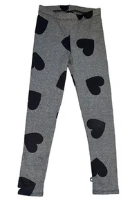 Pixie Lane Girls Simply Soft Heather Gray Black Heart Leggings Size 6 - Picture 1 of 3