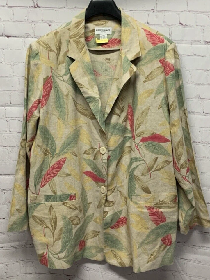 Blazer Chaqueta Traje Alfred Dunner Talla Grande 22W Lino Separado Floral Foto 1 de 4