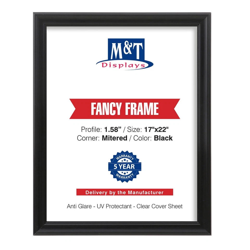 Fancy Snap Poster Frame Black 1.58" Aluminum Front Loading Photo Picture - Image 1 of 1