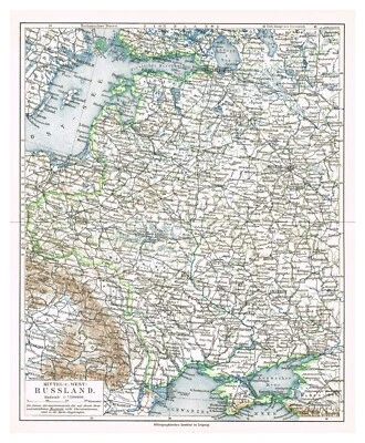 RUSSIA  WESTERN  Baltic Poland  Original Antique Map 1910 WARSAW UKRAINE - Image 1 of 4