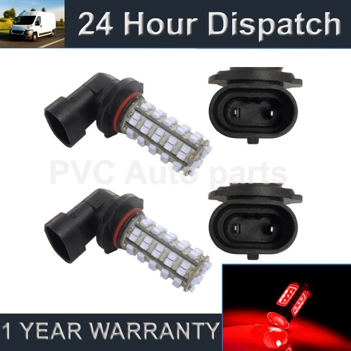 2X HB3 9005 RED 60 LED FRONT MAIN HIGH BEAM LIGHT BULBS CAR KIT XENON MB500801 - Image 1 of 1