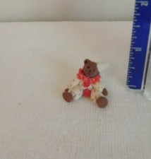 Handmade Miniature Clown Bear Red and White Polka Dot Polymer Clay .75"