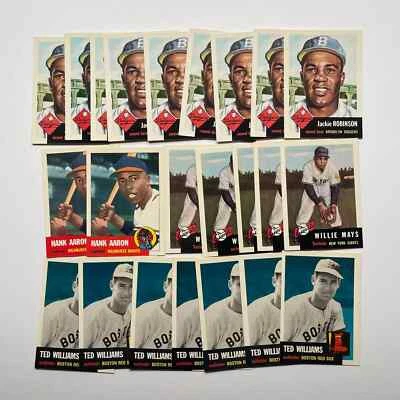 1991 Topps Archives Baseball 1953 Lot 4 -Jackie Robinson Ted Williams Hank Aaron - Image 1 of 2