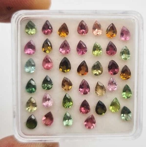 Natural Multi Tourmaline Pear Cut Loose Stone Lot 61 Pcs 3*4 MM 10 CT - Picture 1 of 7